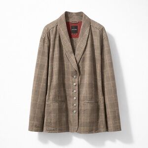 COTTON GINNY plaid lightweight coat blazer jacket tailored neutra